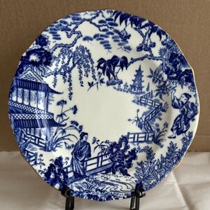 VTG Royal Crown Derby Blue and White Bread and Butter Plate with Mikado Pattern
